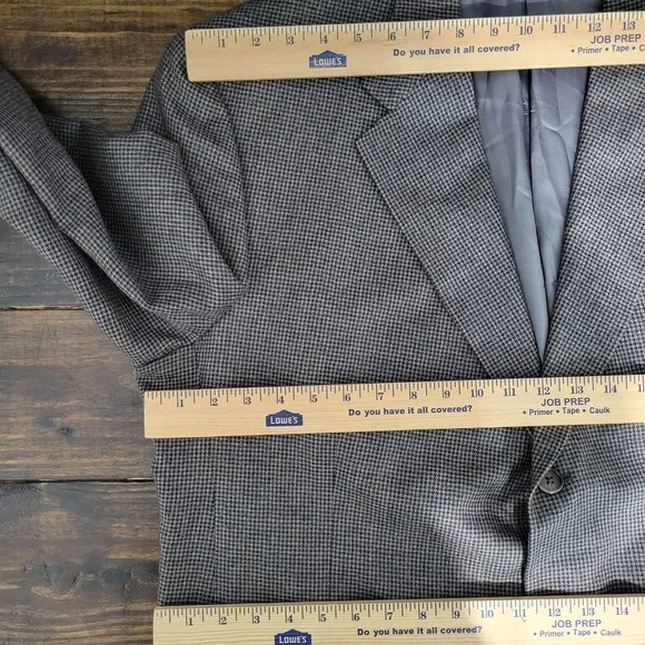 Hart Schaffner Marx Men's Sport‎ Coat Blazer Flannel Houndstooth Soft Wool 46L